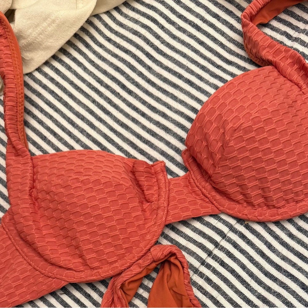 Textured Orange Bikini Top